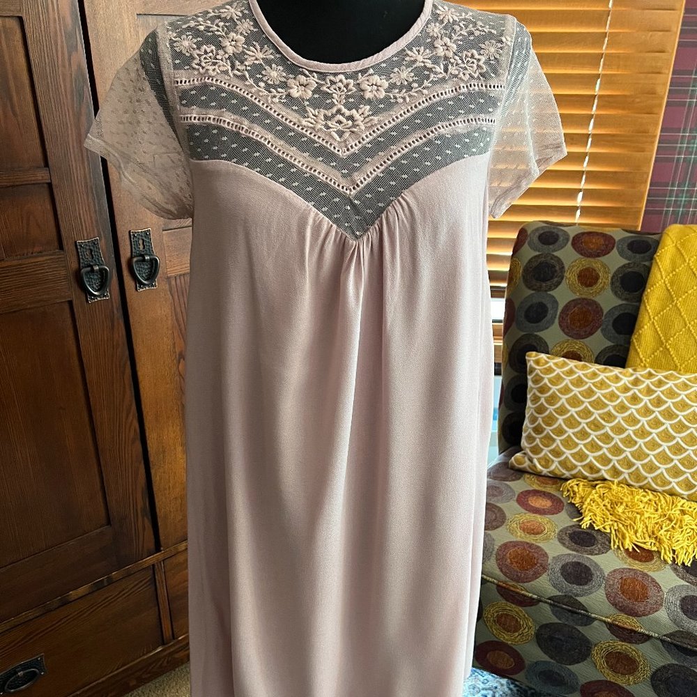 Dusty Rose A-Line Lace Bodice Dress Size Small